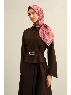 Armine Obje Desenli Saf İpek Twill Eşarp 9326 31