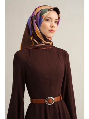 Armine Çiçek Desenli Saf İpek Twill Eşarp 9307 83