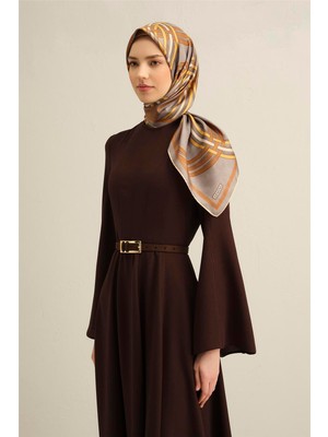 Armine Klasik Desenli Saf İpek Twill Eşarp 9333D 32