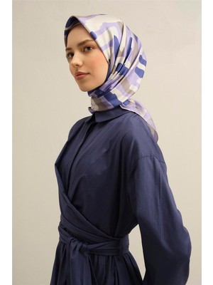 Armine Geometrik Desenli Saf İpek Sura Eşarp 9303D 87