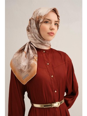 Armine Obje Desenli Saf İpek Sura Eşarp 9326D 83