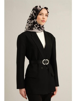 Armine Leopar Desenli Saf İpek Twill Eşarp 9320D 32