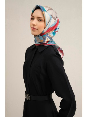 Armine Geometrik Desenli Saf İpek Twill Eşarp 9336D 81