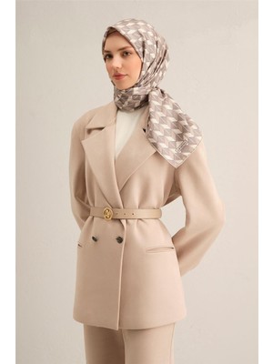 Armine Desenli Saf İpek Twill Eşarp 9309--86