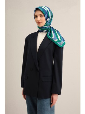 Armine Geometrik Desenli Saf İpek Twill Eşarp 9303D 81