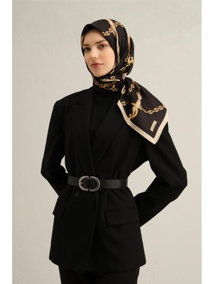 Armine Klasik Desenli Saf İpek Twill Eşarp 9346D 09