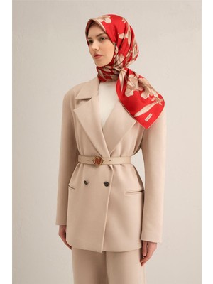 Armine Çiçek Desenli Saf İpek Twill Eşarp 9324D 54