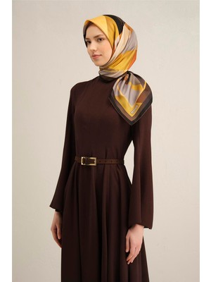 Armine Çiçek Desenli Saf İpek Twill Eşarp 9337 57