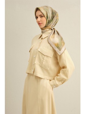 Armine Çiçek Desenli Saf İpek Sura Eşarp 9310D 02