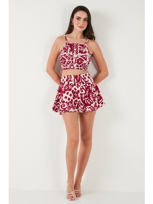 Lela Desenli Slim Fit Mini Şort Etek Bayan Şort Etek 5869020