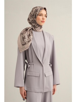 Armine Klasik Desenli Saf İpek Twill Eşarp 9348 02