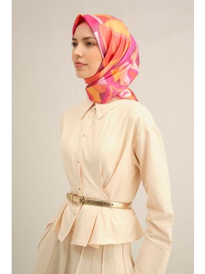 Armine Geometrik Desenli Saf İpek Sura Eşarp 9336D 55