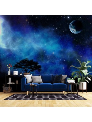 Gece Ay Gökyüzü Manzaralı Duvar Kağıdı