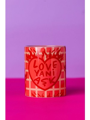 Hola Arte Studio 'Love Yani Aşk Kupa'' Kupa - Tasarım Dijital Baskı Kupa 9.5 x 8 cm