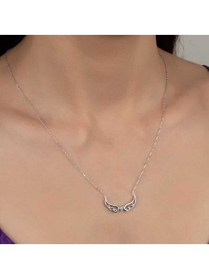 Gumush Swarovski Taşlı Gümüş Kanat Bayan Kolye