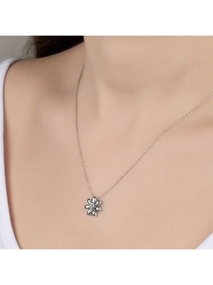 Gumush Swarovski Taşlı Gümüş Papatya Bayan Kolye