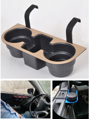 HR PLAST araç içi oto bardaklık ve bardak içecek telefon tutucu organizer Bej Renk Seçeneği