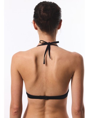 Siyah Cup Push Up Balenli Bikini Üstü