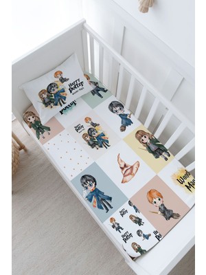 Tuğba Kuğu Bebek Boy Lastikli Çarşaf Seti - Cartoon Serisi - Harry Potter Patchwork