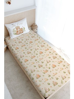 Tuğba Kuğu Tek Kişilik Lastikli Çarşaf Seti - For Baby Serisi - Mom And Baby Bear