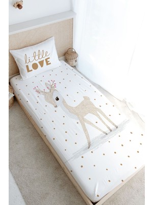 Tuğba Kuğu Tek Kişilik Lastikli Çarşaf Seti - Iconic Serisi - Çiçek Boynuzlu Geyik