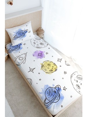 Tuğba Kuğu Tek Kişilik Lastikli Çarşaf Seti - Iconic Serisi - Çizgisel Uzay