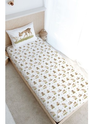 Tuğba Kuğu Tek Kişilik Lastikli Çarşaf Seti - Iconic Serisi - Kelebekle Oynayan Ceylan