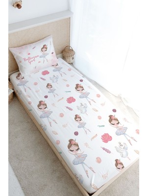 Tuğba Kuğu Tek Kişilik Lastikli Çarşaf Seti - Iconic Serisi - Beyaz Tütülü Balerin