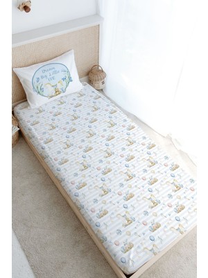 Tuğba Kuğu Tek Kişilik Lastikli Çarşaf Seti - For Baby Serisi - Mavi Sallanan At