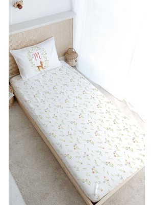 Tuğba Kuğu Tek Kişilik Lastikli Çarşaf Seti - Little Deer Series - M Harfi