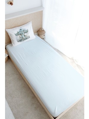 Tuğba Kuğu Tek Kişilik Lastikli Çarşaf Seti - Royal Series - Blue Carousel