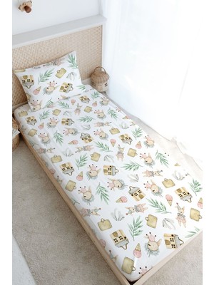 Tuğba Kuğu Tek Kişilik Lastikli Çarşaf Seti - Iconic Serisi - Antika Soytarı Oyuncak Ayı