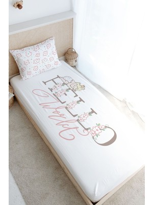 Tuğba Kuğu Tek Kişilik Lastikli Çarşaf Seti - Pure Baby Serisi - Hello World