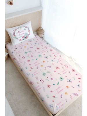 Tuğba Kuğu Tek Kişilik Lastikli Çarşaf Seti - For Baby Serisi - Kelebekli Çember