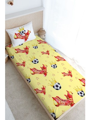 Tuğba Kuğu Tek Kişilik Lastikli Çarşaf Seti - For Baby Serisi - Sarı - Kırmızı