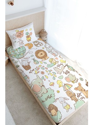 Tuğba Kuğu Tek Kişilik Lastikli Çarşaf Seti - Iconic Serisi - Sevimli Hayvanat Bahçesi