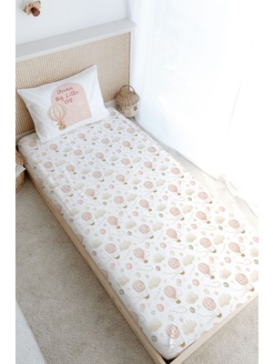 Tuğba Kuğu Tek Kişilik Lastikli Çarşaf Seti - For Baby Serisi - Pembe Balonda Ayı