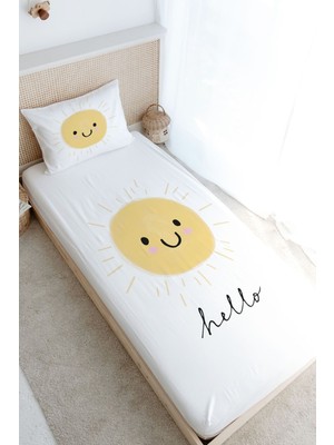 Tuğba Kuğu Tek Kişilik Lastikli Çarşaf Seti - Pure Baby Serisi - Gülen Güneş