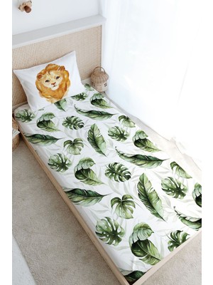 Tuğba Kuğu Tek Kişilik Lastikli Çarşaf Seti - For Baby Serisi - Suluboya Aslan