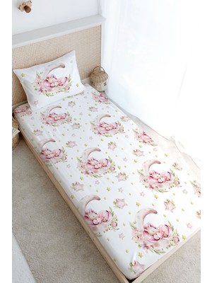 Tuğba Kuğu Tek Kişilik Lastikli Çarşaf Seti - For Baby Serisi - Ayda Uyuyan Unicorn