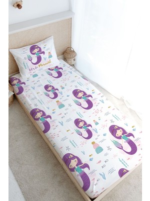 Tuğba Kuğu Tek Kişilik Lastikli Çarşaf Seti - For Baby Serisi - Mor Deniz Kızı