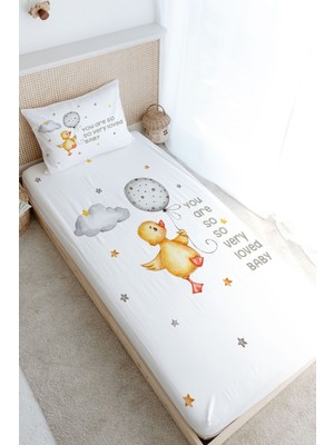Tuğba Kuğu Tek Kişilik Lastikli Çarşaf Seti - Pure Baby Serisi - Sevimli Ördek