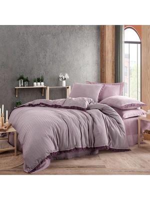 Private Çift Kişilik Nevresim Takımı Ipliği Boyalı Mor