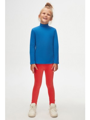 Saks Basic Kışlık Yarım Balıkçı Yaka Uzun Kollu Kız Çocuk Tişört