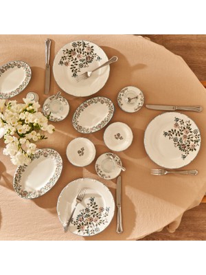 Vintage Porselen 26 Parça 6 Kişilik Kahvaltı Takımı Mavi