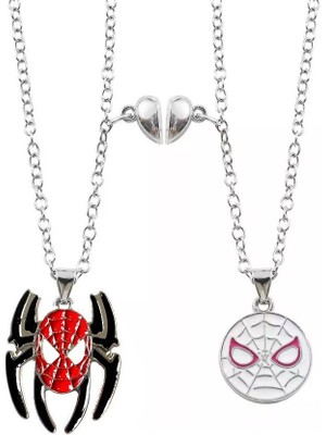 Herşey Nota Spiderman & Gwen Relationship Mıknatıslı Kalp Detaylı Ikili Sevgili Çift Kolye