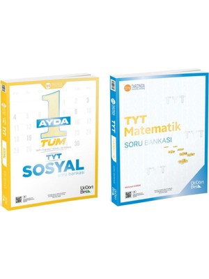 ÜçDörtBeş Yayınları 1 Ayda Tüm Tyt Sosyal Soru Bankası ve Üçdörtbeş Yayınları Tyt Matematik Soru Bankası