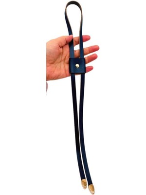 Angel Çanta Aksesuar Gerçek Deri Büzgü Lacivert  Renk Light Gold Metalli