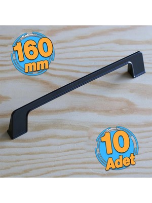 Badem10 10 Adet Berra Kulp 160 mm Siyah Metal Mutfak Mobilya Çekmece Mutfak Dolap Dolabı Kapak Kulbu 16 cm