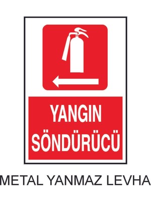 Hediyelikevi Yangın Söndürücü Solda Yazılı Metal Uyarı Levhası